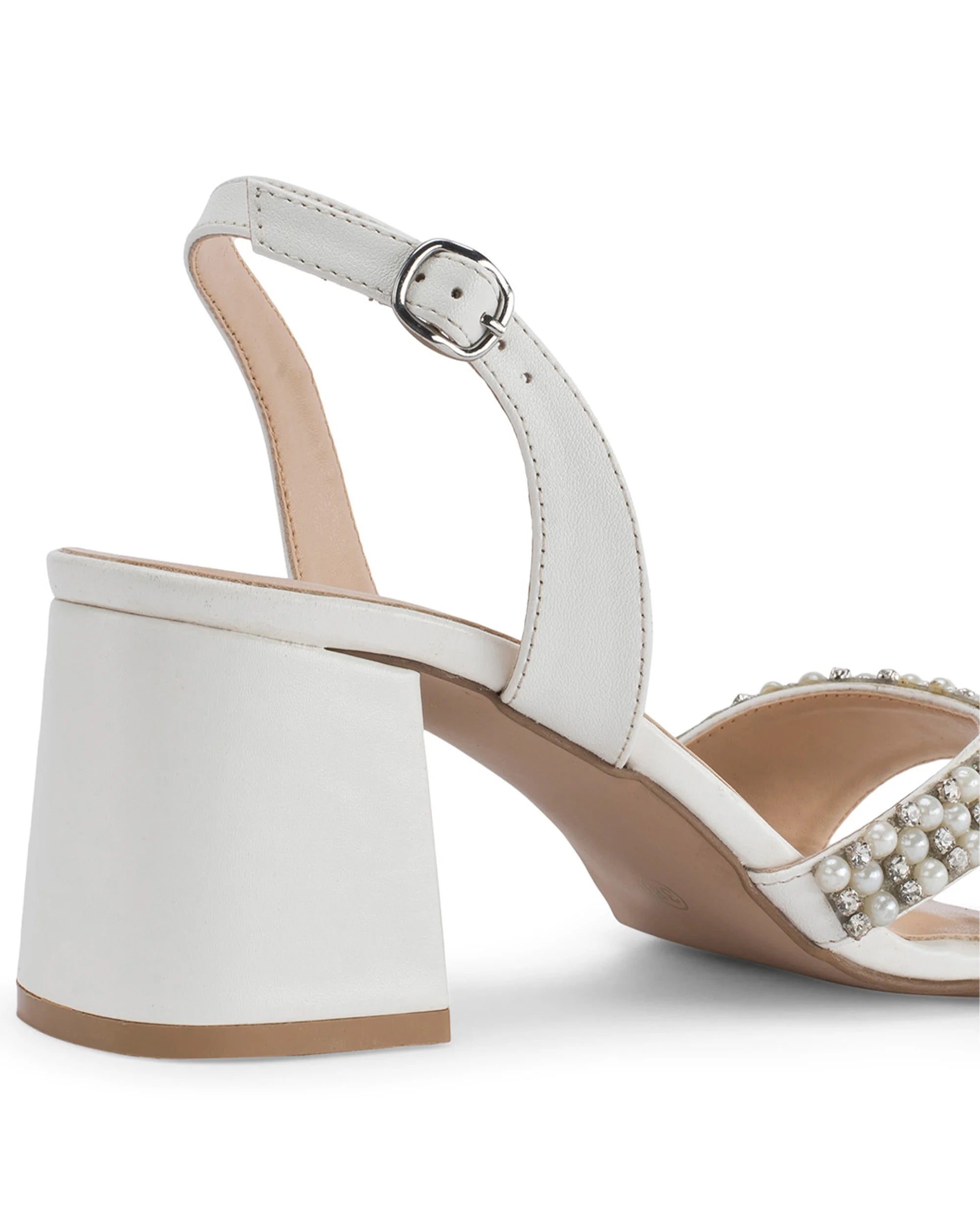 Victoria Off-White Pearl Luxe Block Heels - Lino Perros