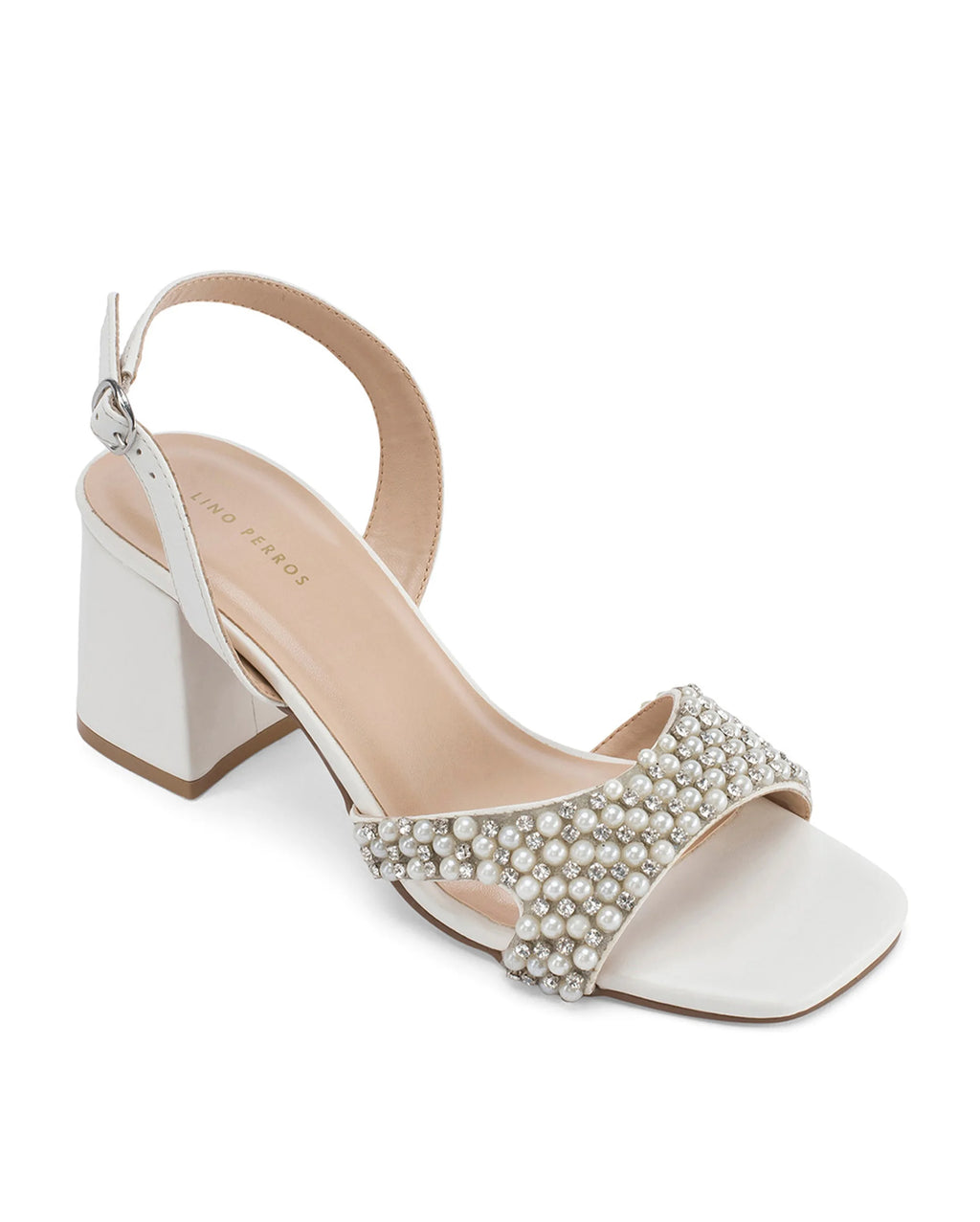 Victoria Off-White Pearl Luxe Block Heels - Lino Perros