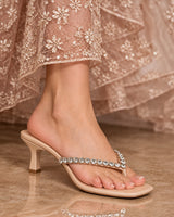 Mary Beige Sparkle Heels
