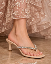 Mary Beige Sparkle Heels