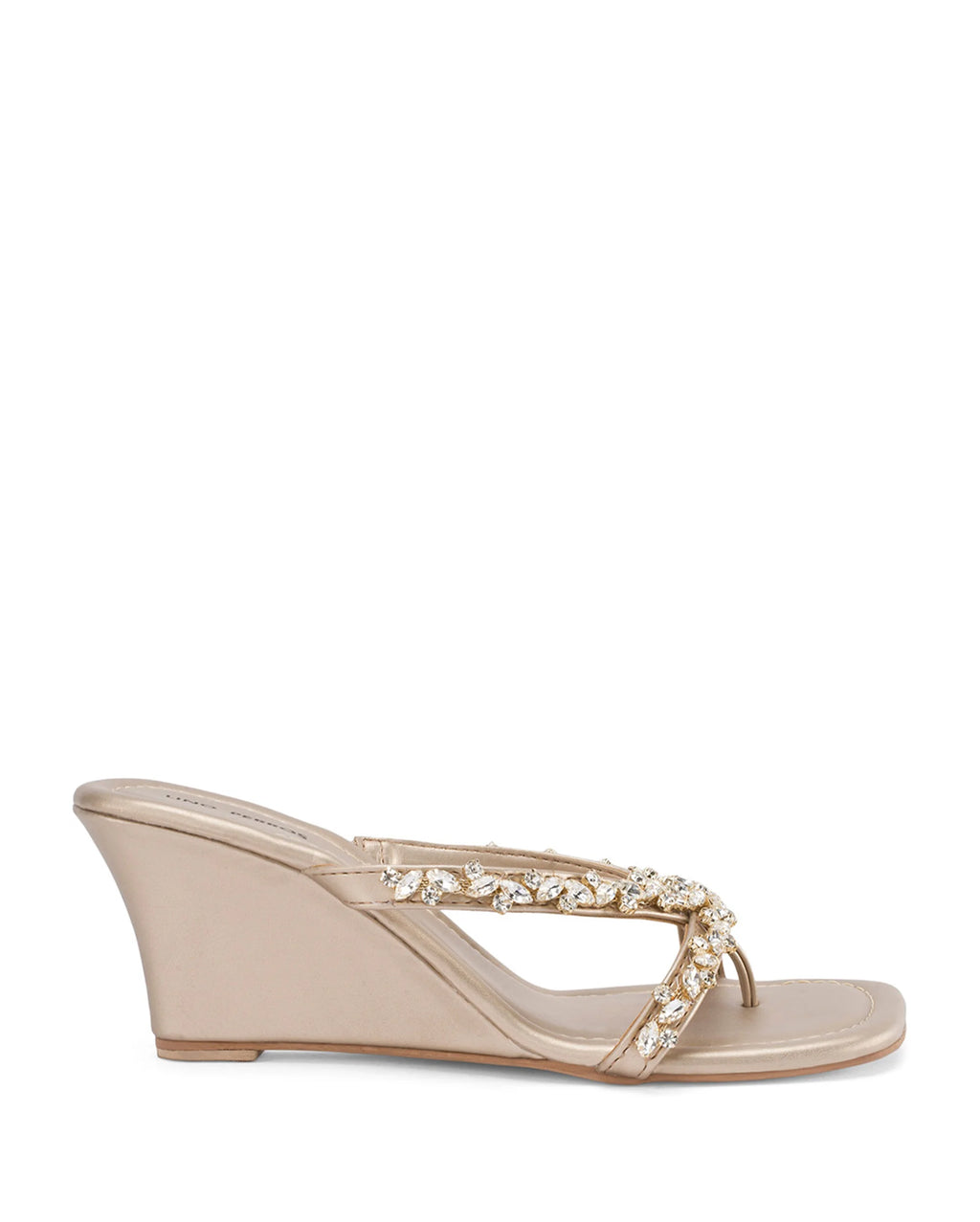 Victoria Gold Crystal Strap Wedges - Lino Perros