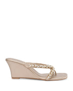 Victoria Gold Crystal Strap Wedges - Lino Perros