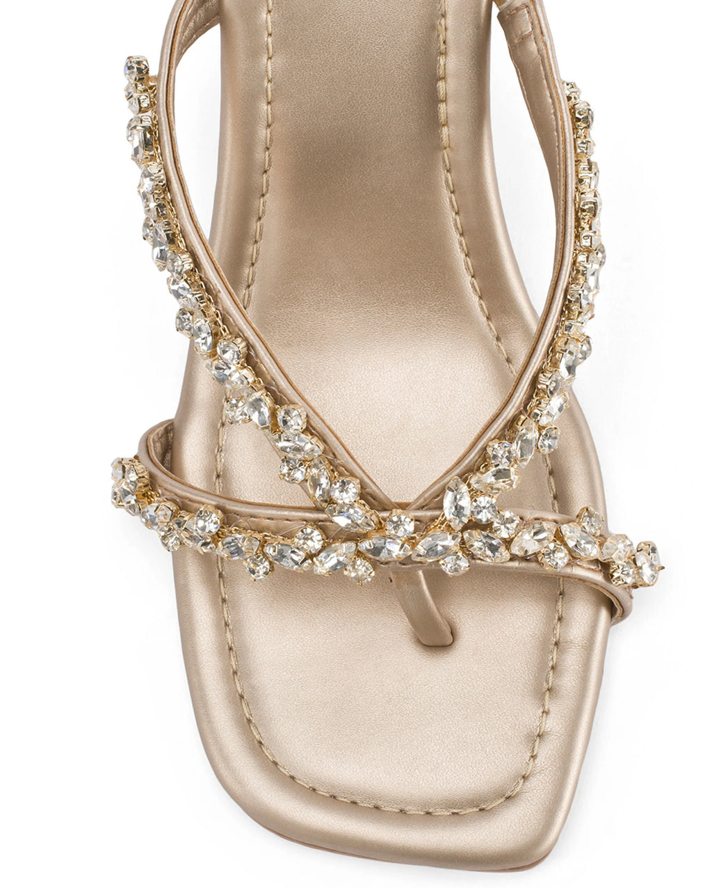 Victoria Gold Crystal Strap Wedges - Lino Perros