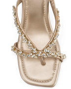 Victoria Gold Crystal Strap Wedges - Lino Perros
