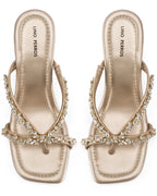 Victoria Gold Crystal Strap Wedges - Lino Perros