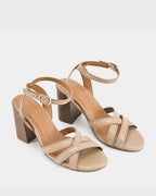 Gabbana Beige Multi-Strap Block Heels - Lino Perros