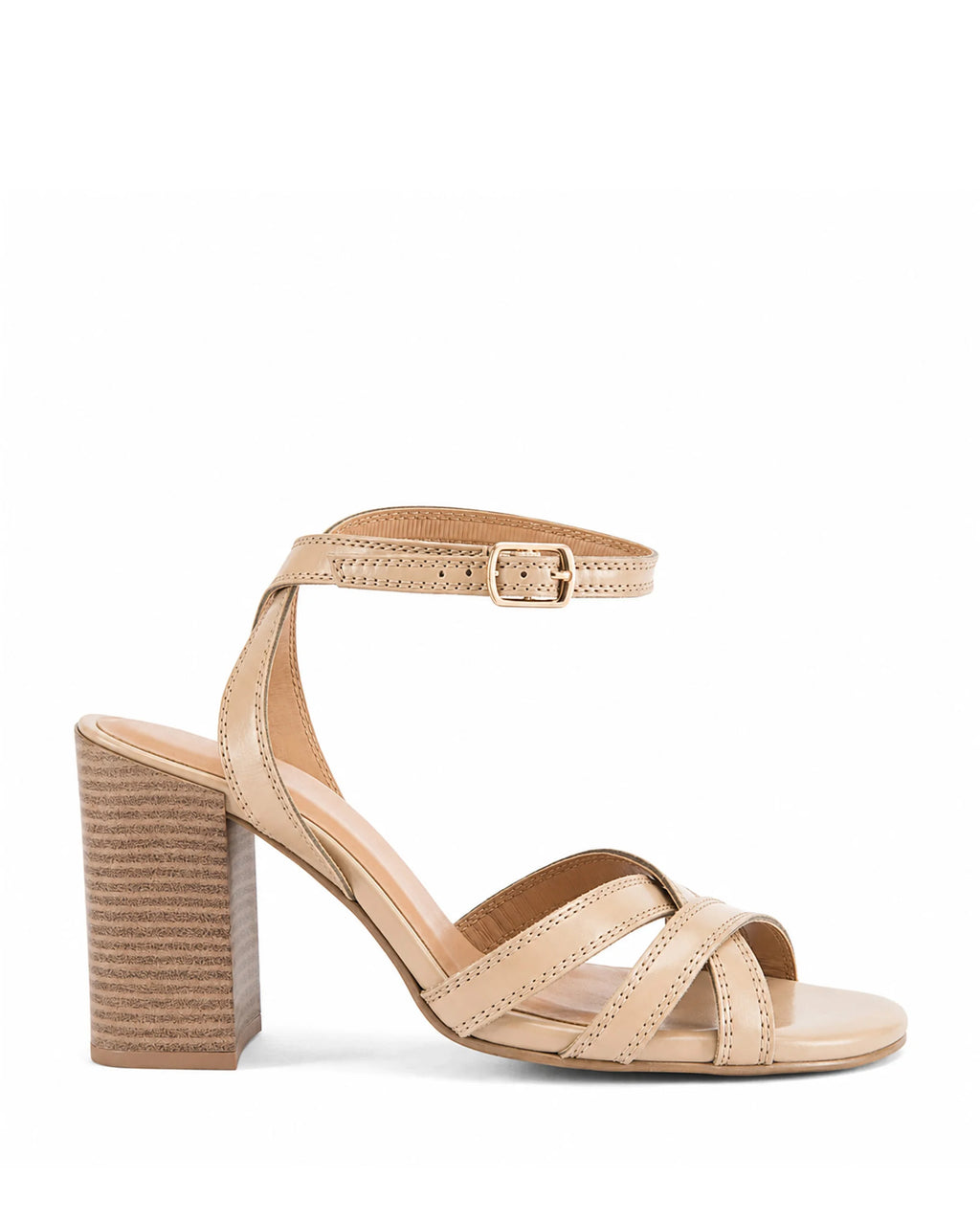 Gabbana Beige Multi-Strap Block Heels - Lino Perros