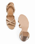 Gabbana Beige Multi-Strap Block Heels - Lino Perros