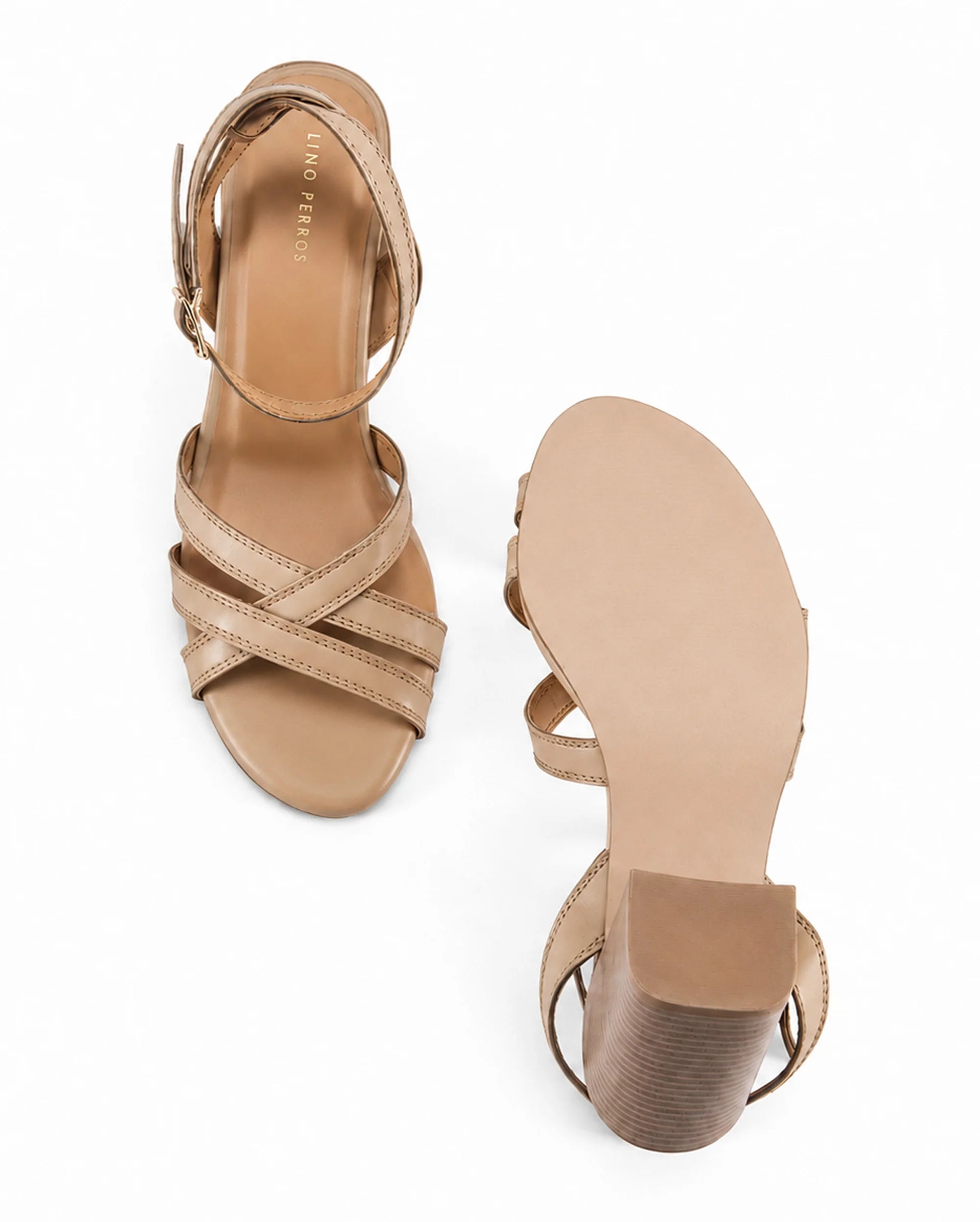 Gabbana Beige Multi-Strap Block Heels - Lino Perros