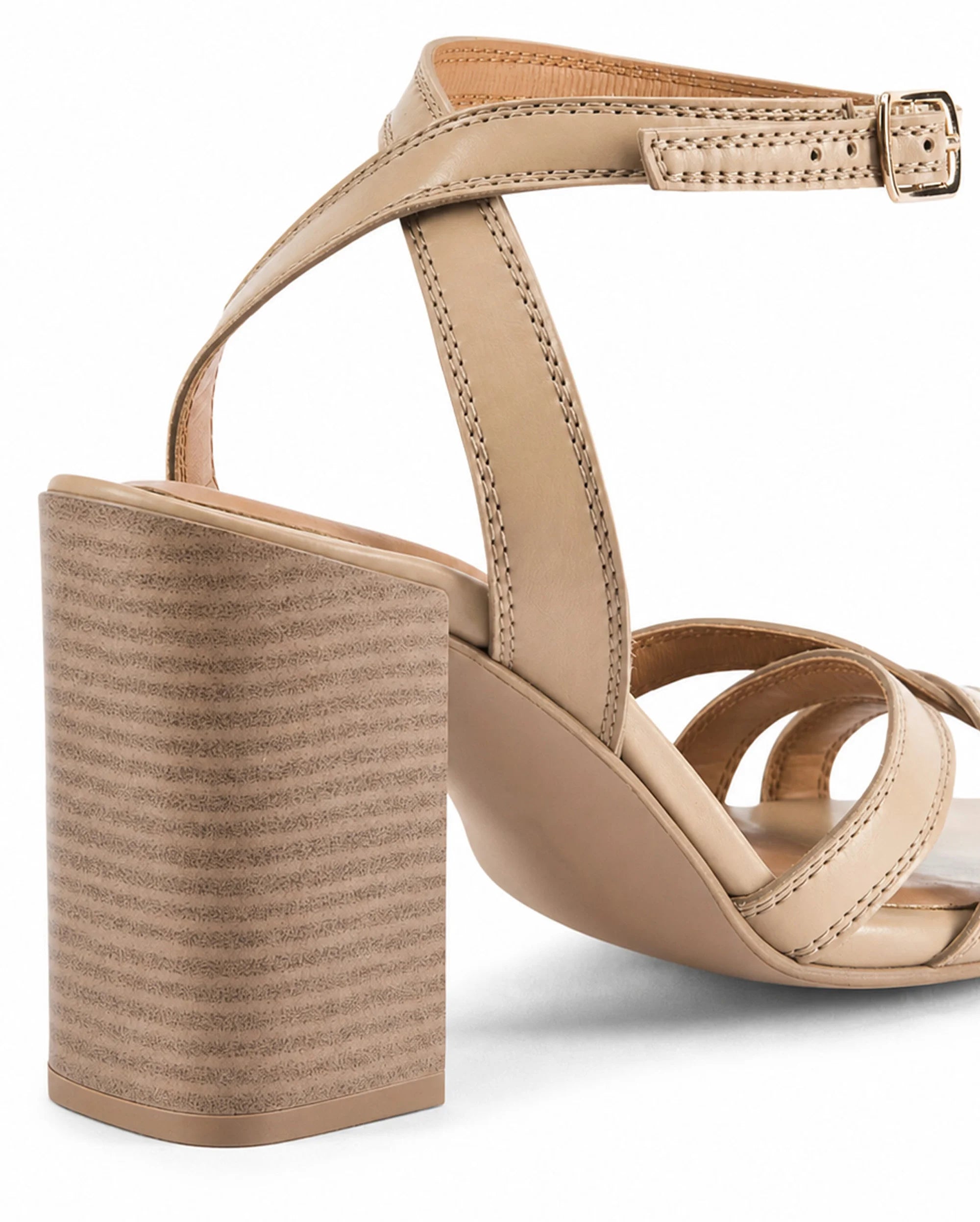 Gabbana Beige Multi-Strap Block Heels - Lino Perros