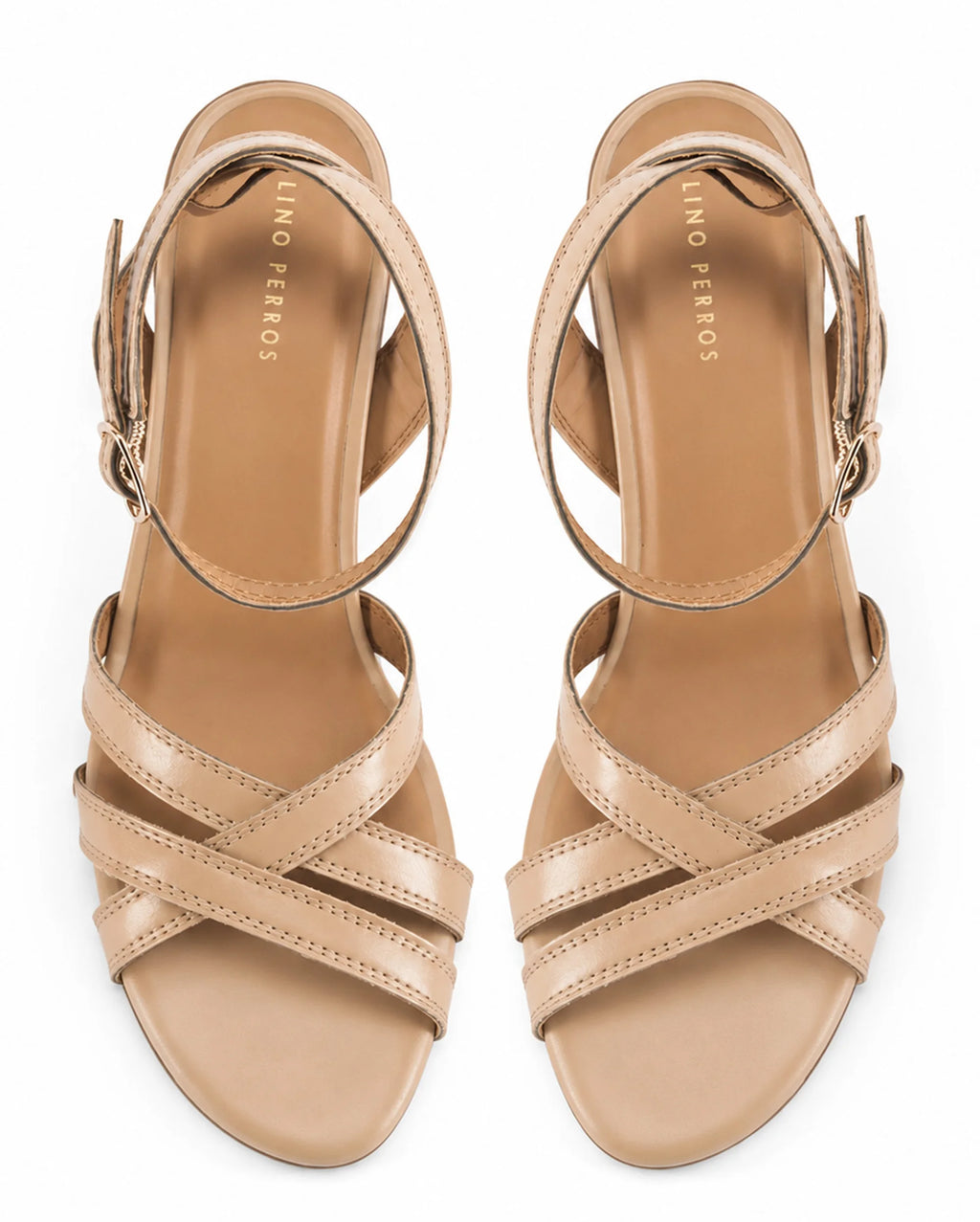 Gabbana Beige Multi-Strap Block Heels - Lino Perros
