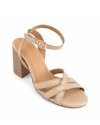 Gabbana Beige Multi-Strap Block Heels - Lino Perros