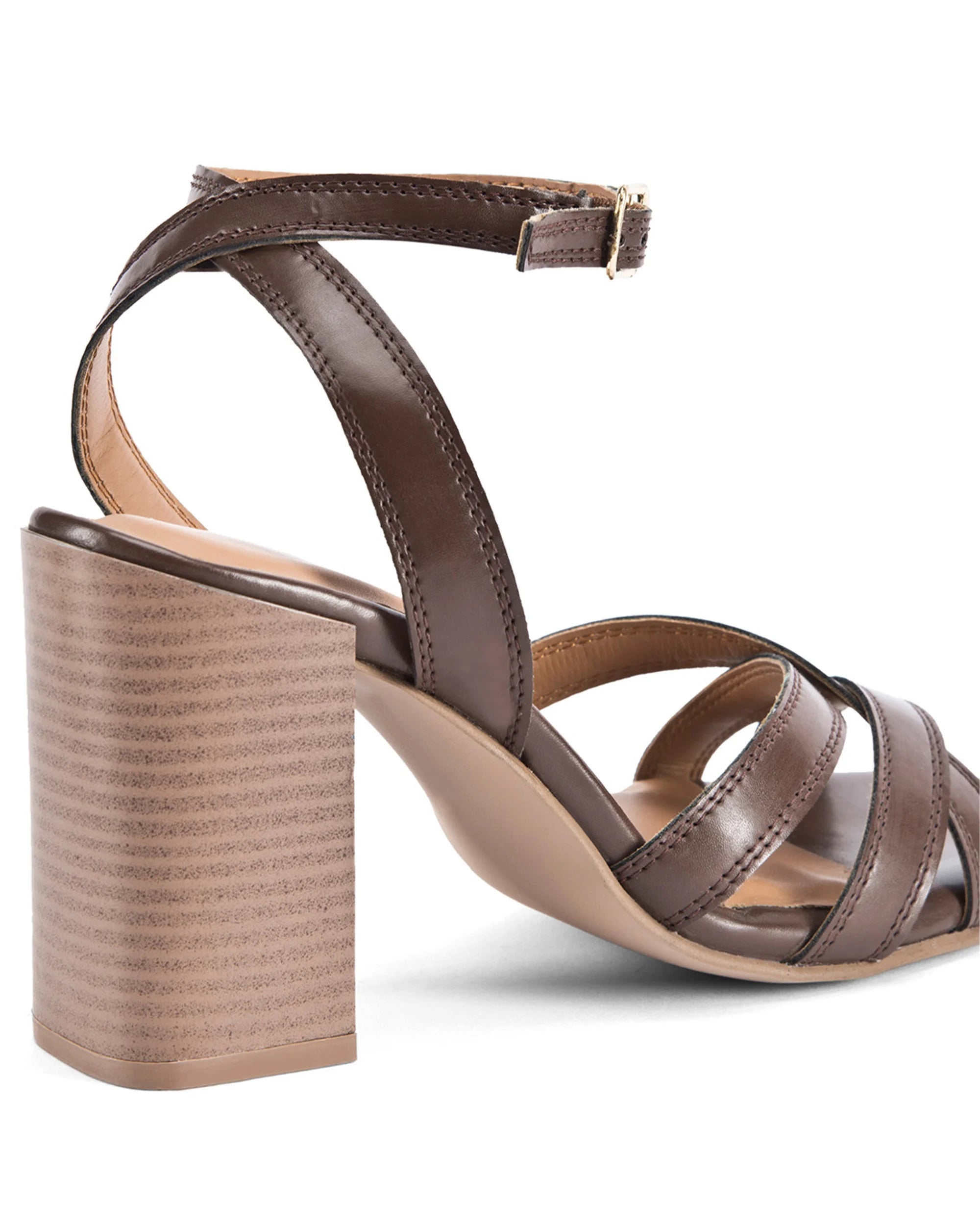 Gabbana Coffee Multi-Strap Block Heels - Lino Perros
