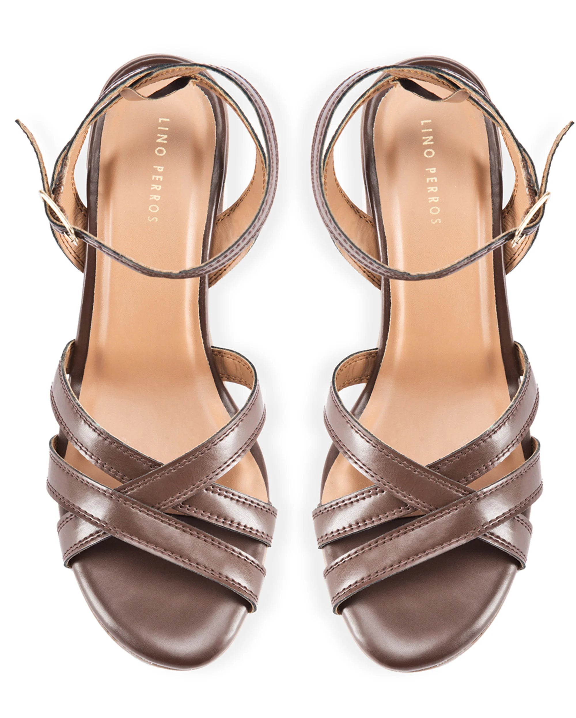 Gabbana Coffee Multi-Strap Block Heels - Lino Perros