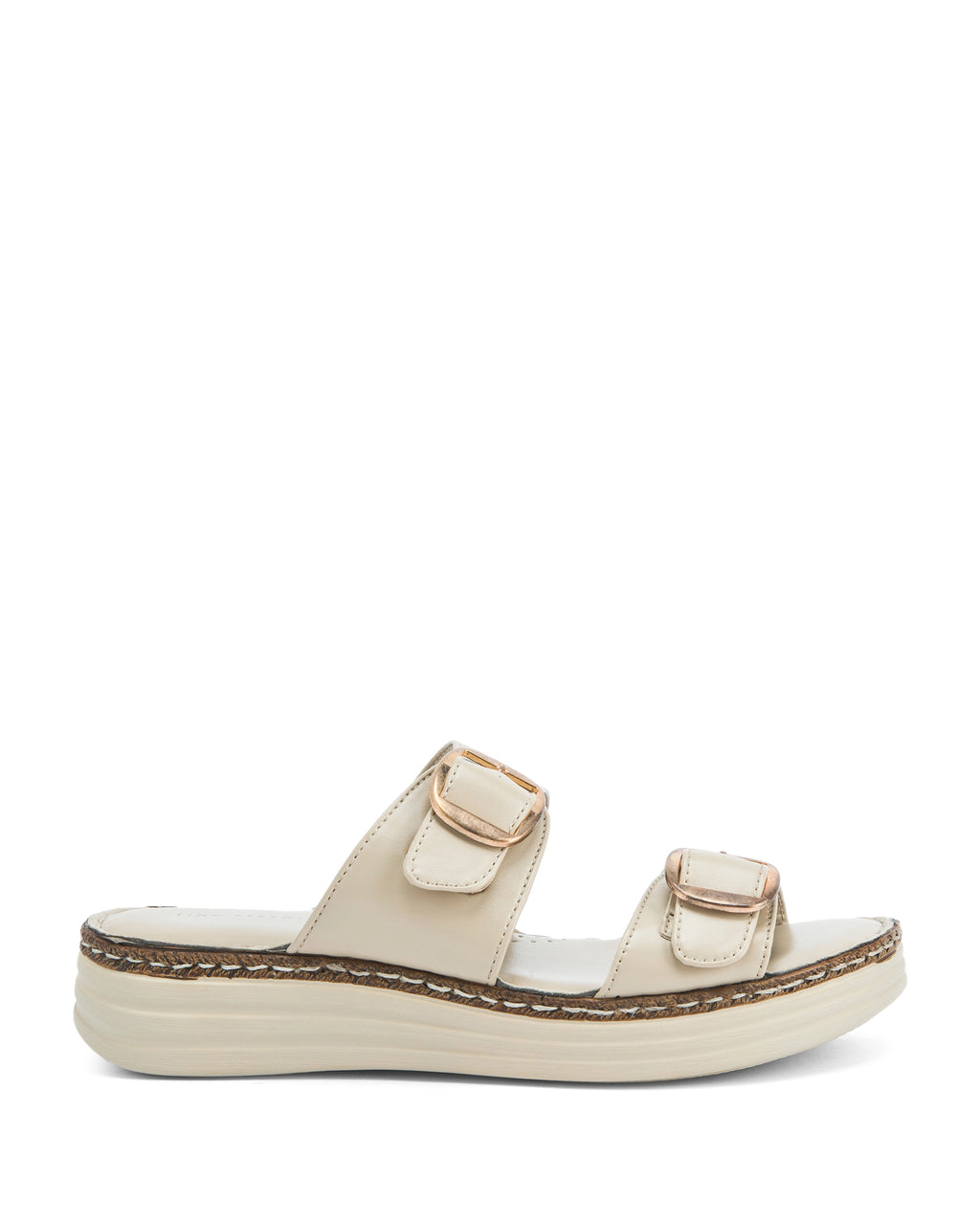 Lopez Beige Buckle Wedges