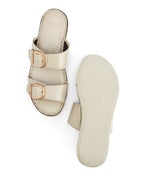 Lopez Beige Buckle Wedges