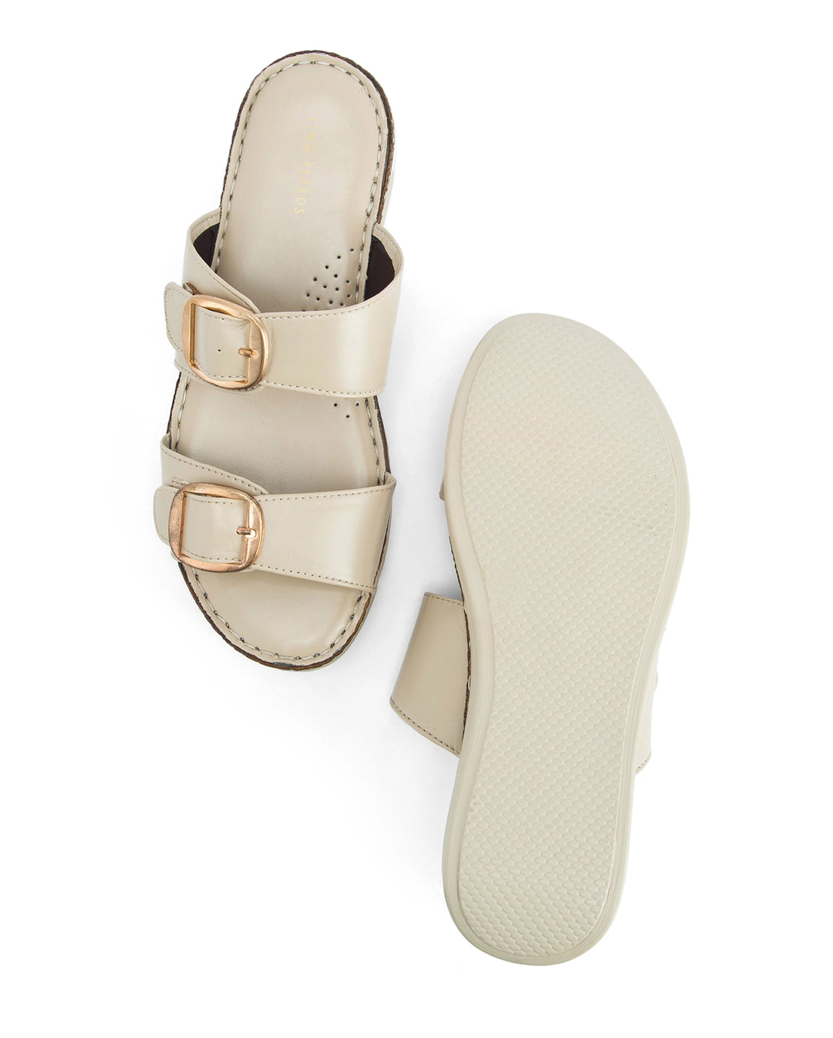 Lopez Beige Buckle Wedges