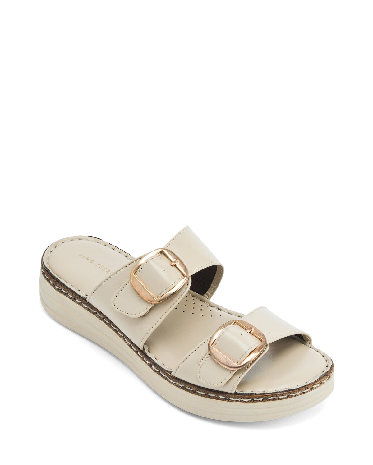 Lopez Beige Buckle Wedges