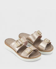 Lopez Rose-Gold Buckle Wedges