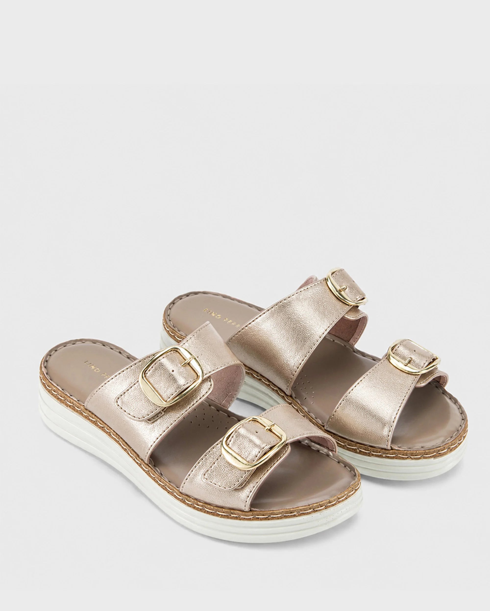Lopez Rose-Gold Buckle Wedges - Lino Perros