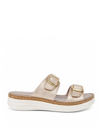 Lopez Rose-Gold Buckle Wedges - Lino Perros