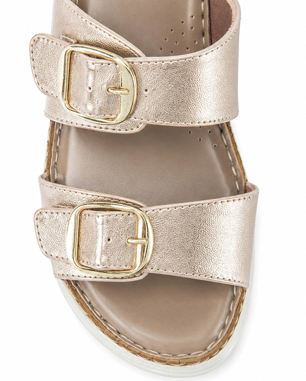 Lopez Rose-Gold Buckle Wedges - Lino Perros