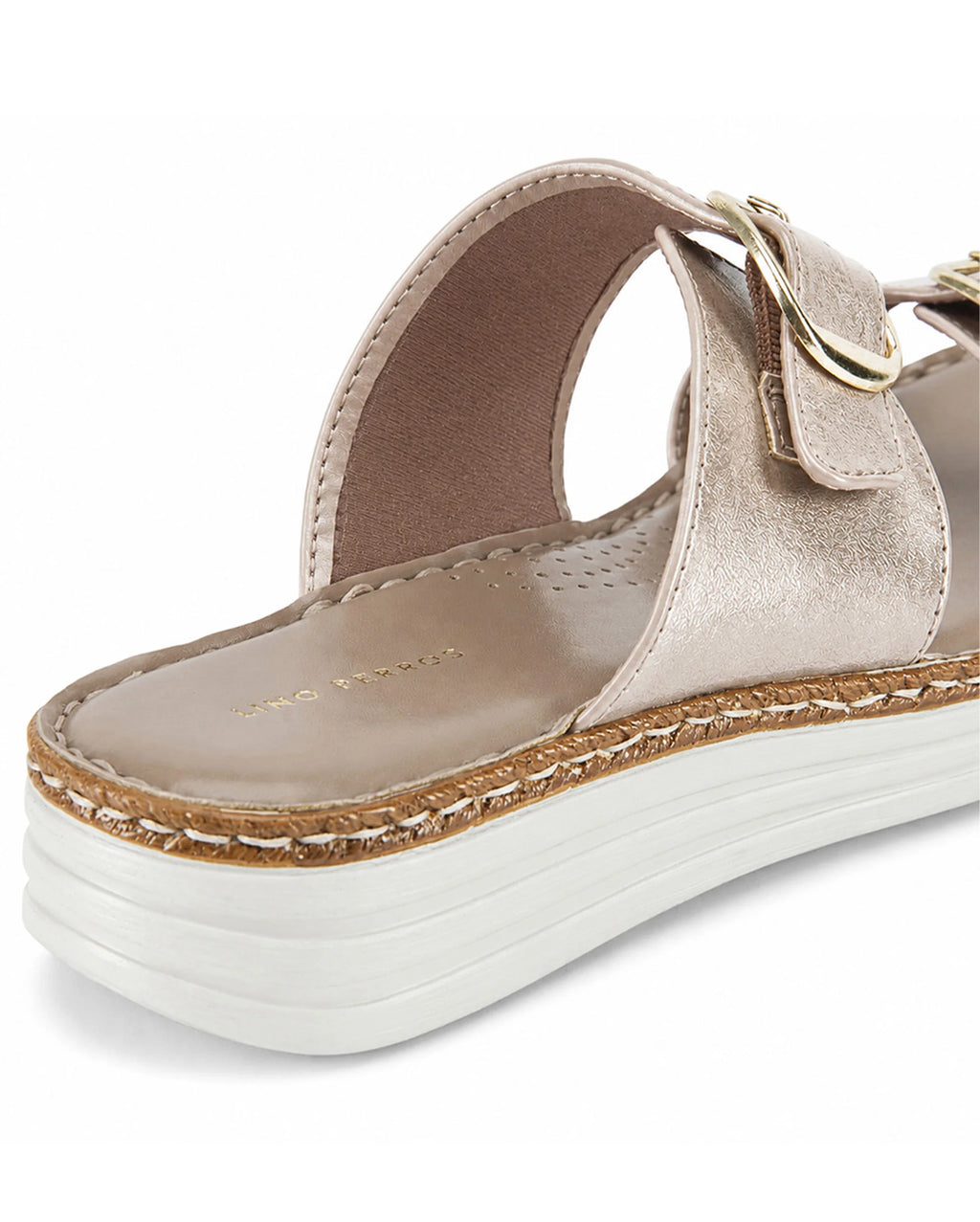 Lopez Rose-Gold Buckle Wedges - Lino Perros