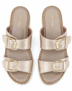 Lopez Rose-Gold Buckle Wedges - Lino Perros