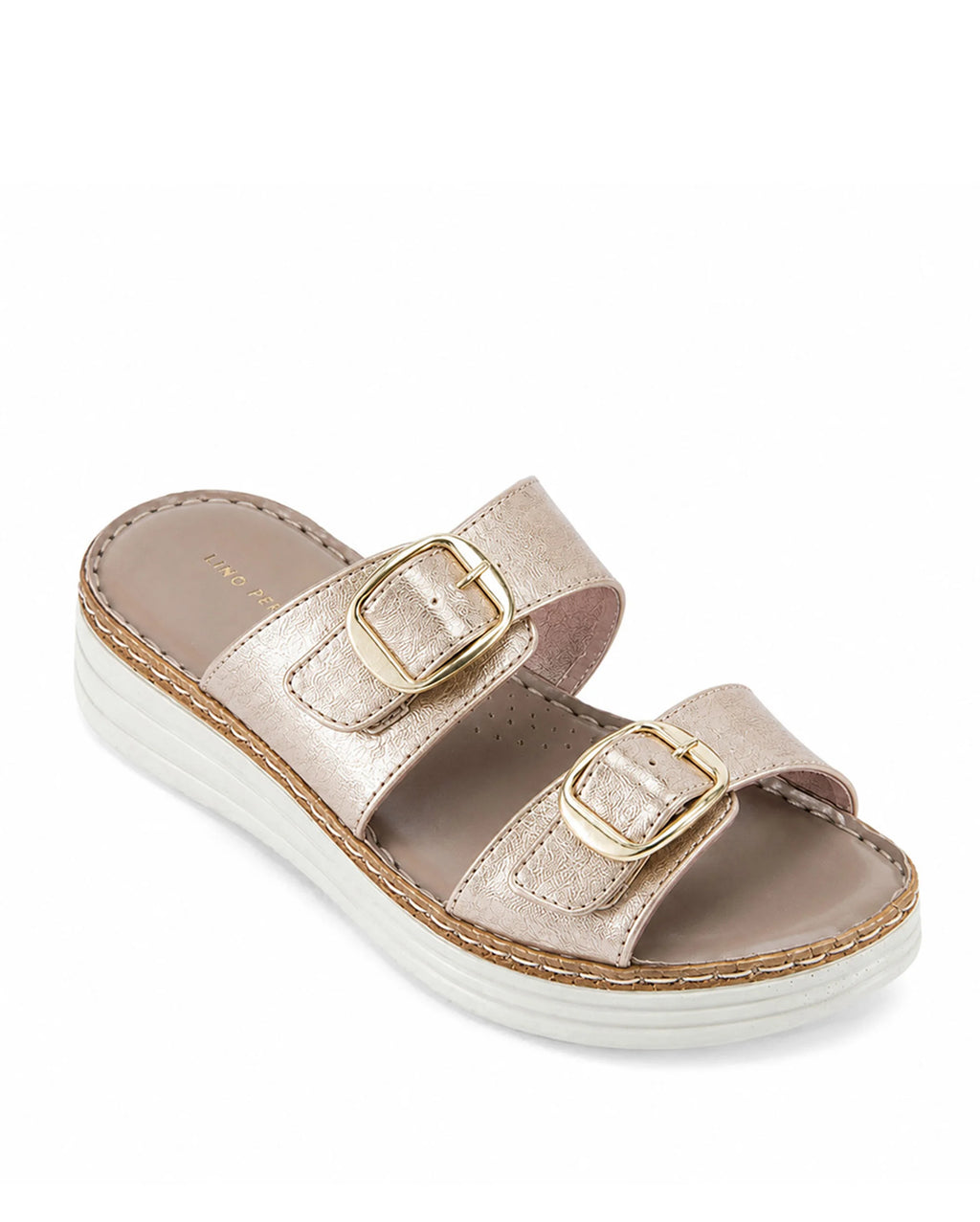 Lopez Rose-Gold Buckle Wedges - Lino Perros