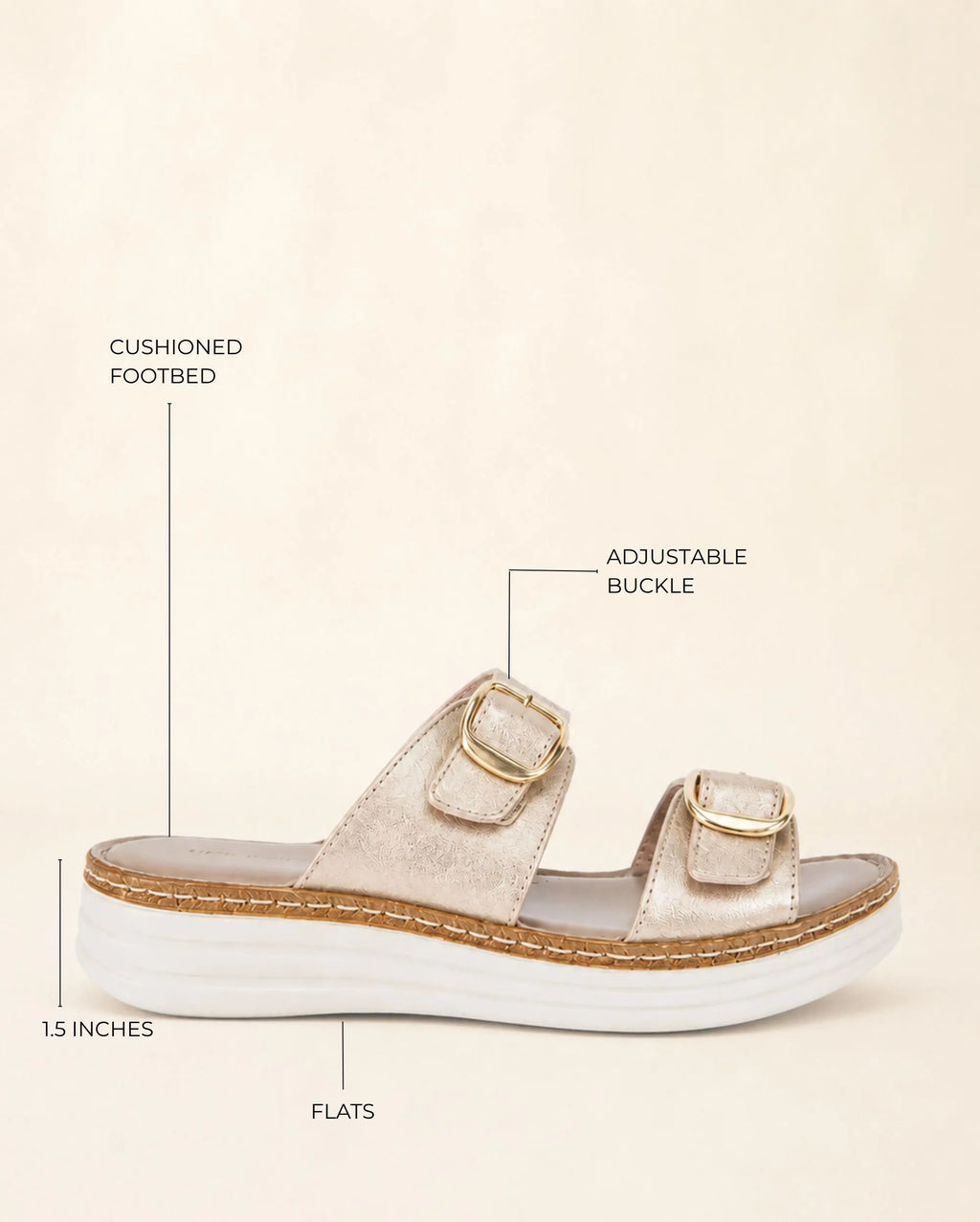 Lopez Rose-Gold Buckle Wedges - Lino Perros