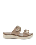 Lopez Taupe Buckle Wedges - Lino Perros