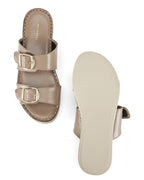 Lopez Taupe Buckle Wedges - Lino Perros