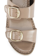 Lopez Taupe Buckle Wedges - Lino Perros