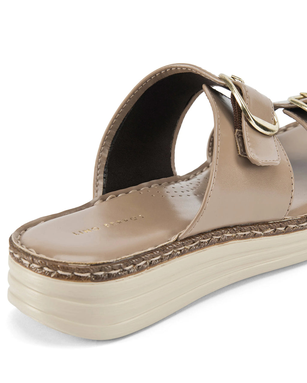 Lopez Taupe Buckle Wedges - Lino Perros