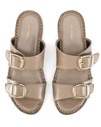 Lopez Taupe Buckle Wedges - Lino Perros
