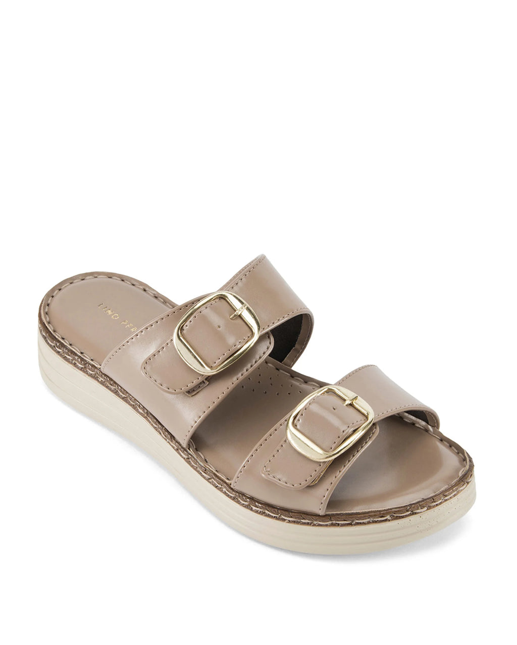 Lopez Taupe Buckle Wedges - Lino Perros