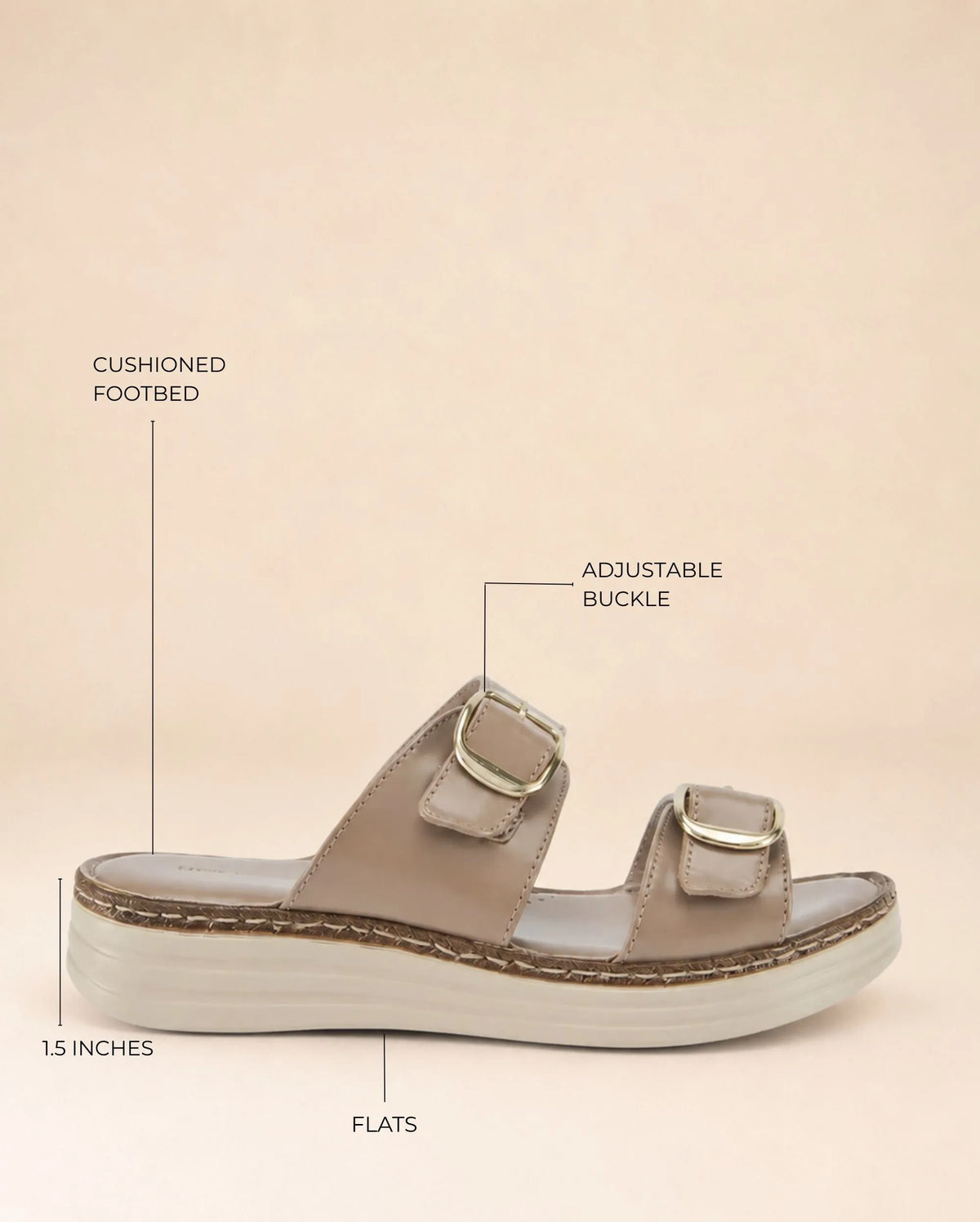 Lopez Taupe Buckle Wedges - Lino Perros
