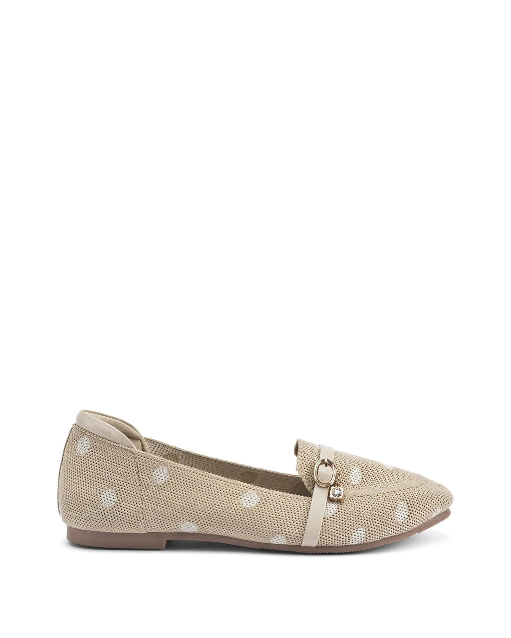 Hepburn Beige Polka Charm Loafers - Lino Perros