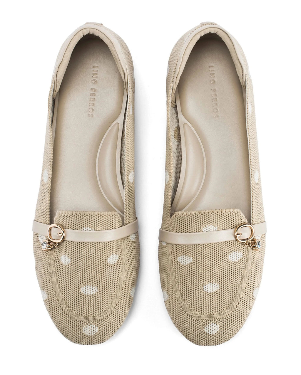 Hepburn Beige Polka Charm Loafers - Lino Perros