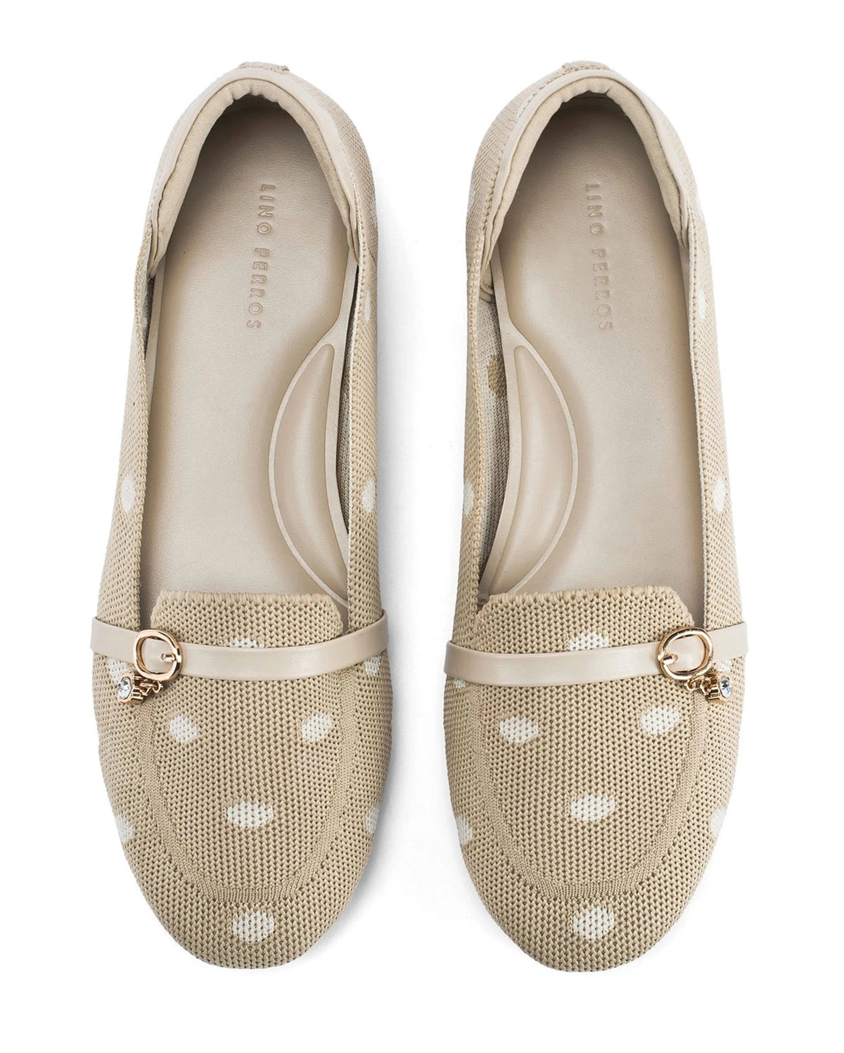 Hepburn Beige Polka Charm Loafers - Lino Perros