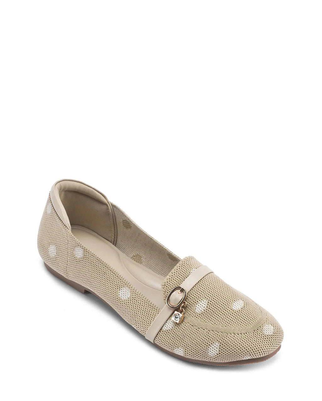 Hepburn Beige Polka Charm Loafers - Lino Perros