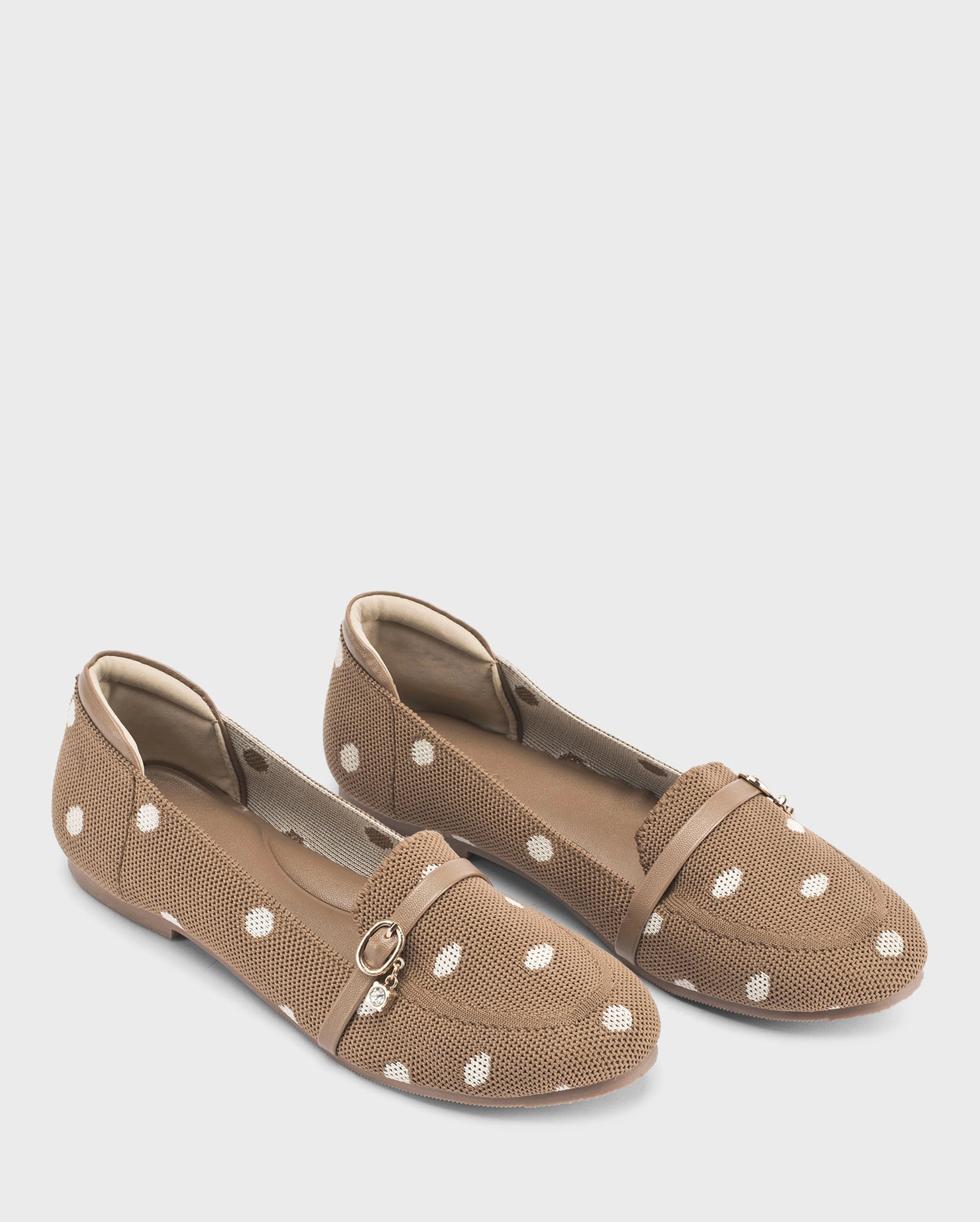 Hepburn Tan Polka Charm Loafers - Lino Perros