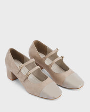 Hepburn Beige Belle Buckle Heels