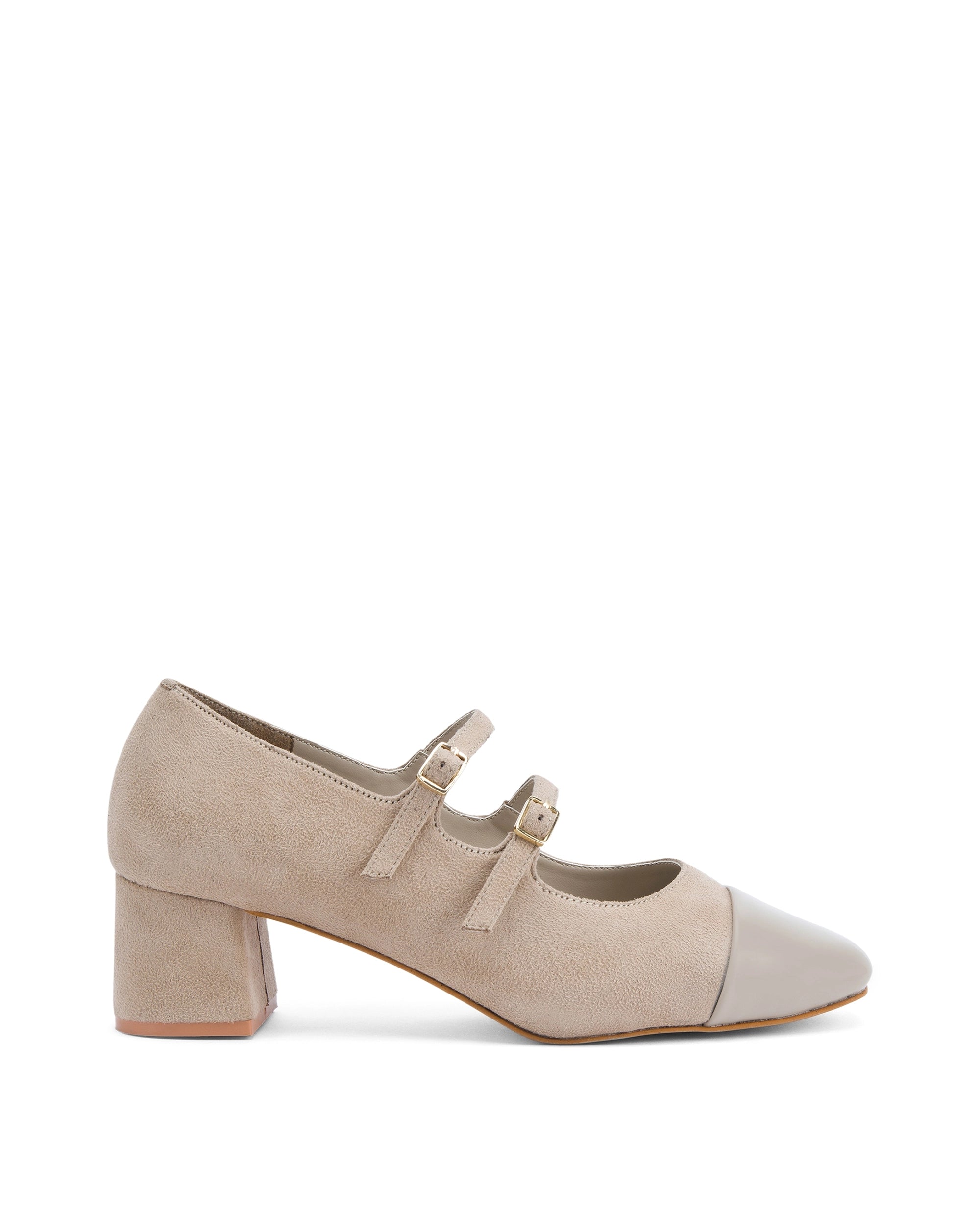 Hepburn Beige Belle Buckle Heels | Lino Perros