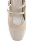 Hepburn Beige Belle Buckle Heels | Lino Perros