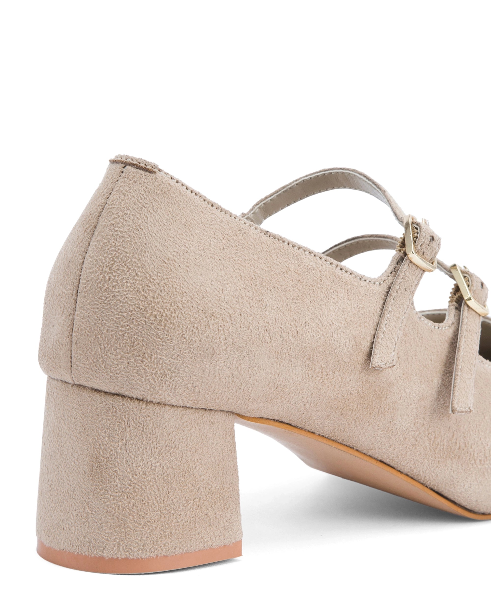 Hepburn Beige Belle Buckle Heels | Lino Perros