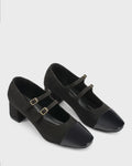 Hepburn Black Belle Buckle Heels - Lino Perros