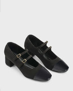 Hepburn Black Belle Buckle Heels - Lino Perros