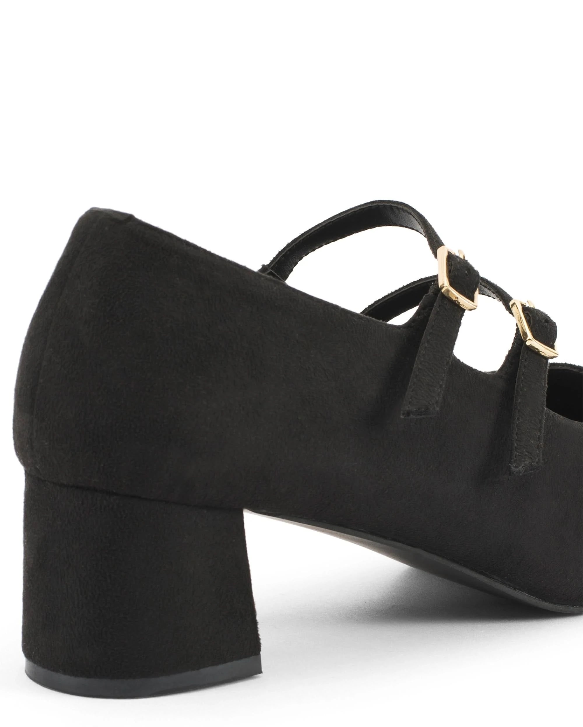 Hepburn Black Belle Buckle Heels - Lino Perros