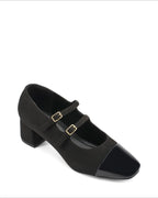 Hepburn Black Belle Buckle Heels - Lino Perros